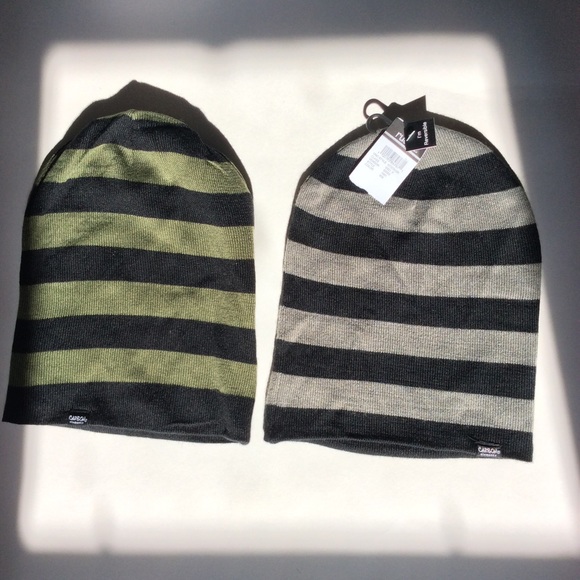 Carbon Other - (2) Carbon Elements Reversible Striped Beenie Hats